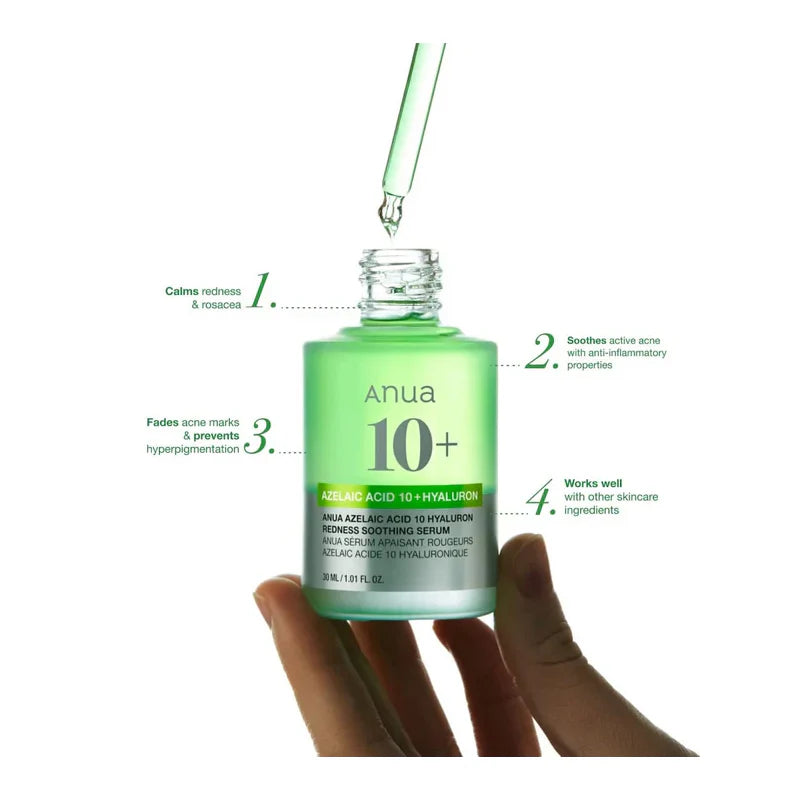 ANUA - Azelaic Acid 10 Hyaluron Redness Soothing Serum 30 ML (Calmante E Hidratante) - 30 ml