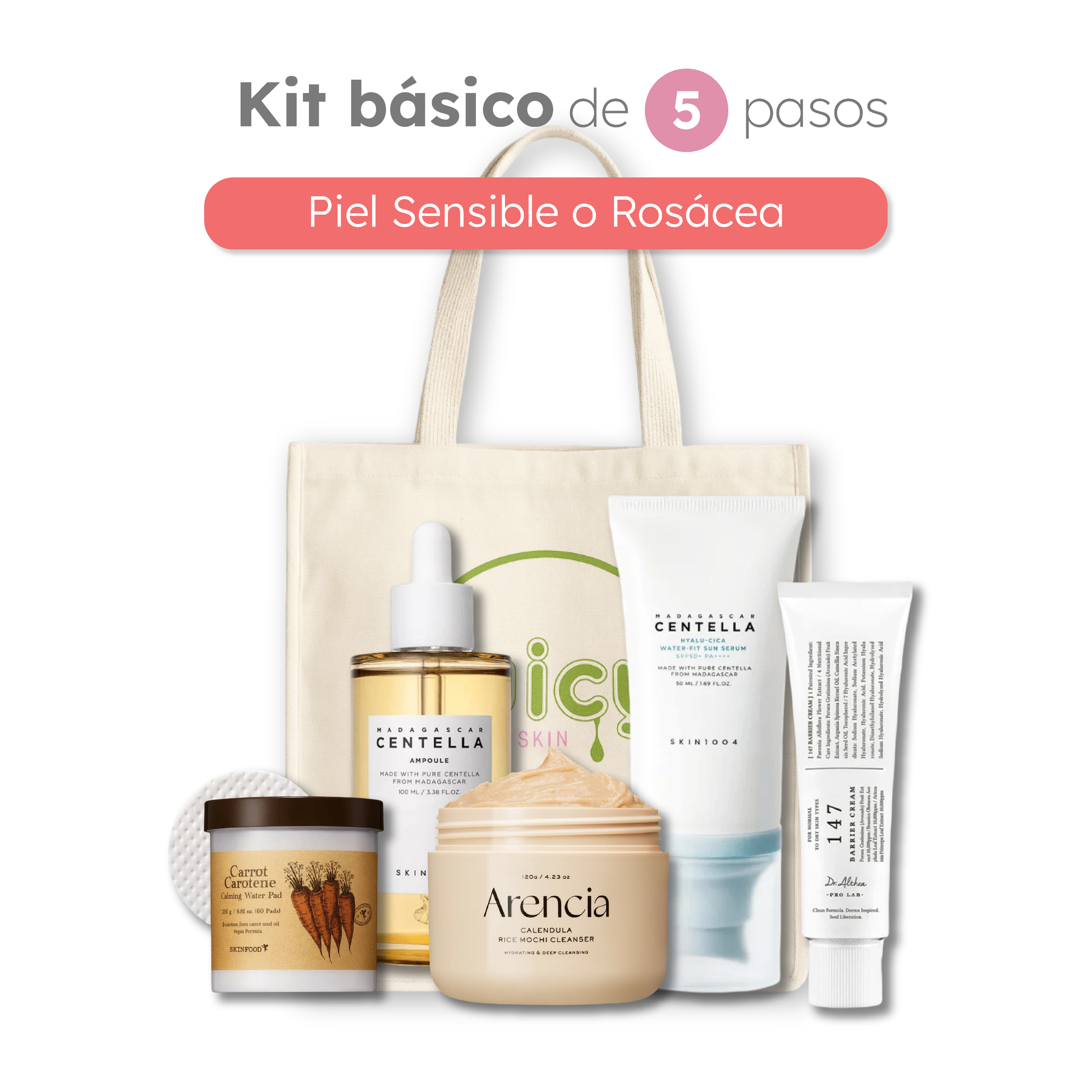 Kit básico para Piel Sensible o Rosácea - Rutina de 5 Pasos