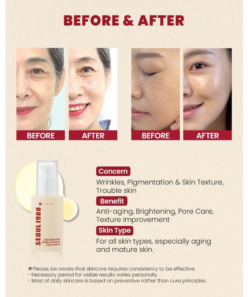 KSECRET - SEOUL 1988 Serum : Retinal Liposome 2% + Black Ginseng - 30 ml