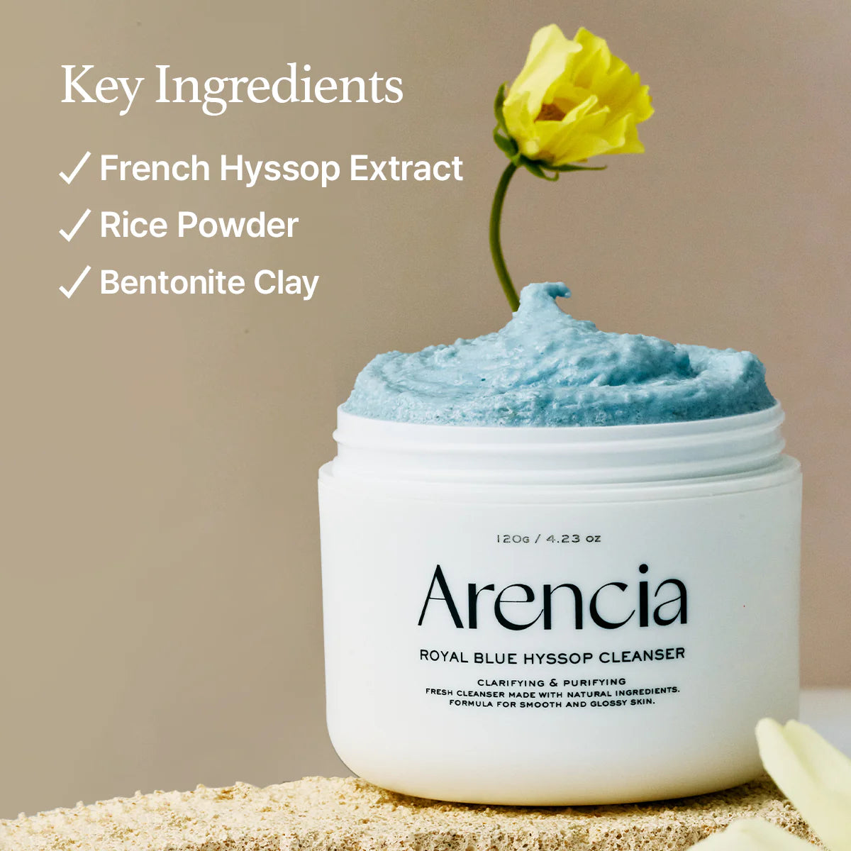 Arencia -  Blue Hyssop Rice Mochi Cleanser - 120 gr