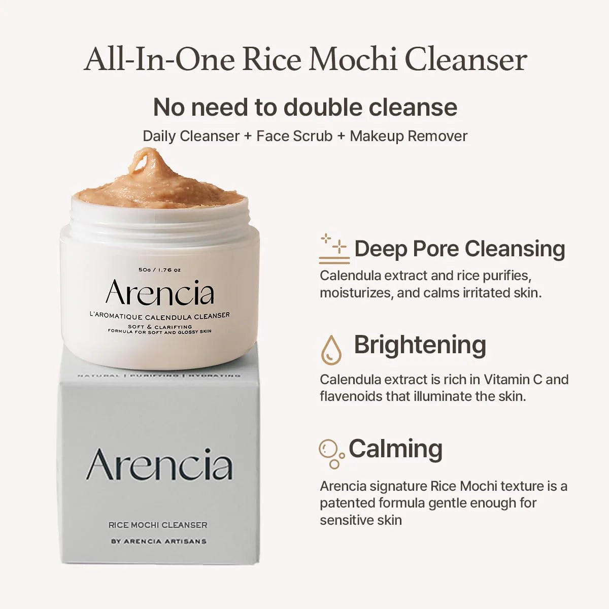 Arencia - Calendula Rice Mochi Cleanser - 120 gr