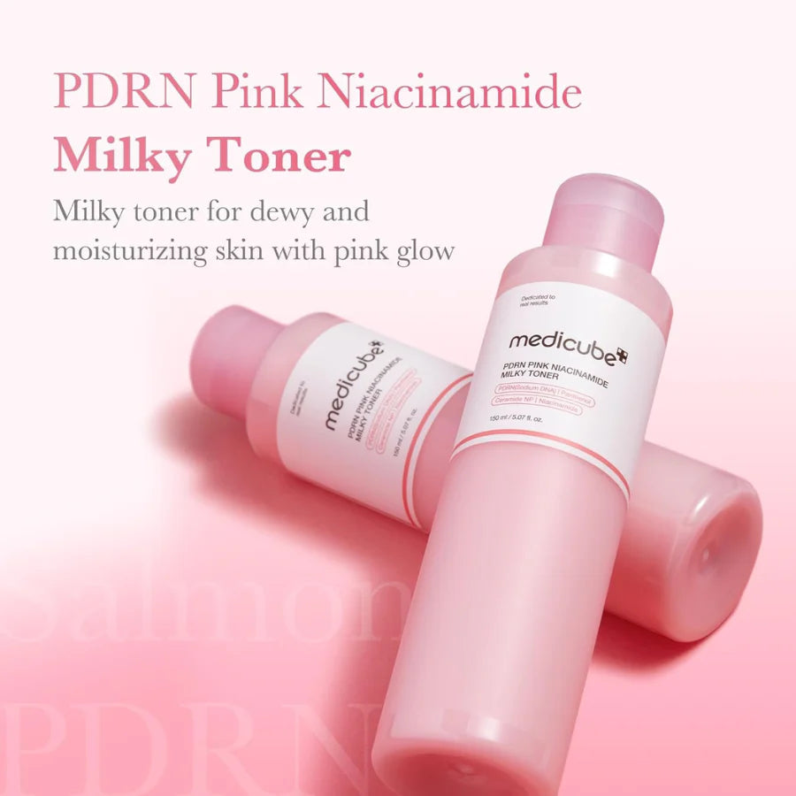 Medicube - PDRN Pink Niacinamide Milky Toner - 150ml | Tónico Facial Iluminador y Reparador