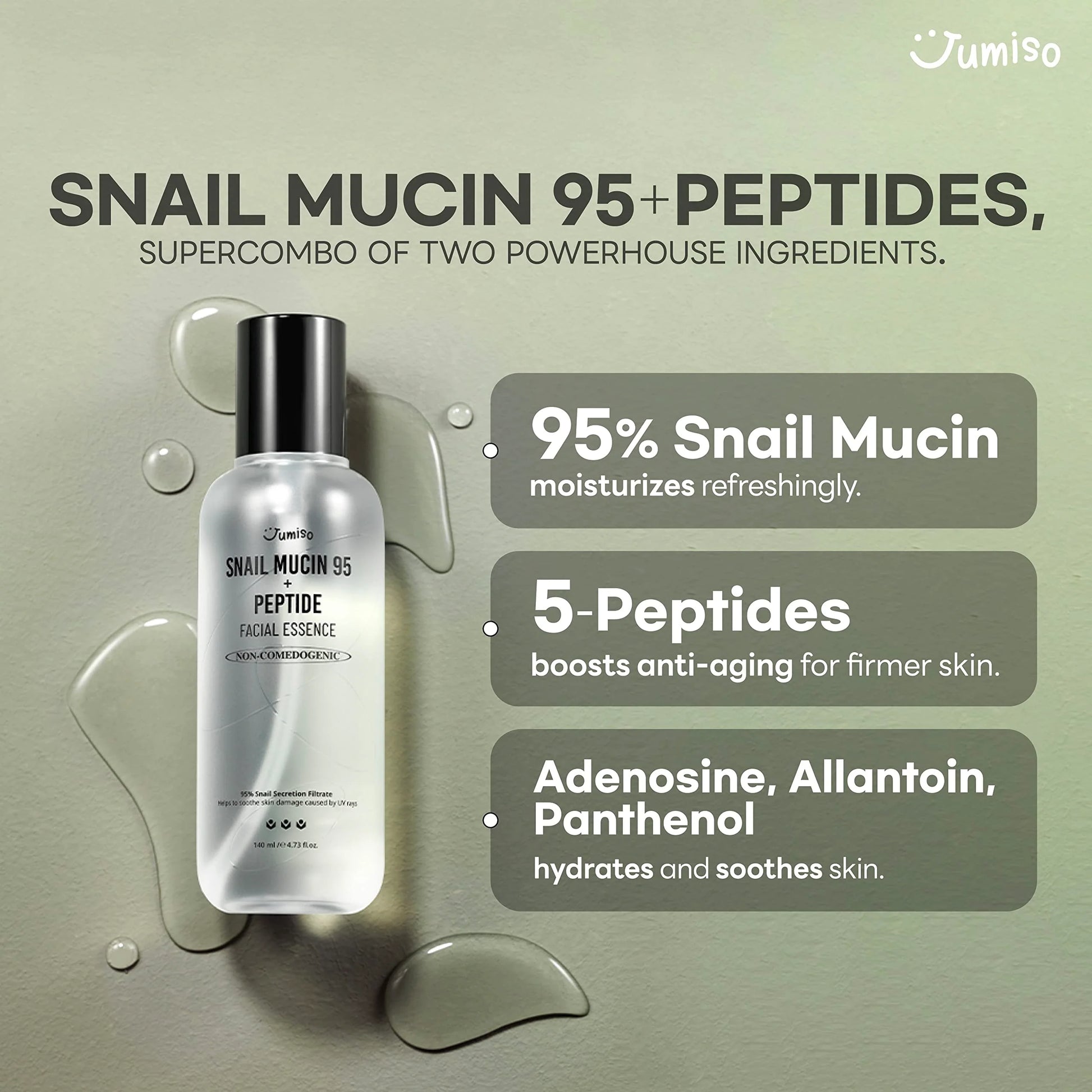 Jumiso - Snail Mucin 95 + Peptide Facial Essence - 140ml | Esencia Facial Reparadora y Reafirmante