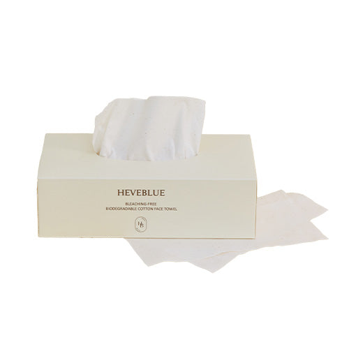 HEVEBLUE - Unbleached 100% Cotton Face Towel - 60ea | Toallas Faciales de Algodón Natural