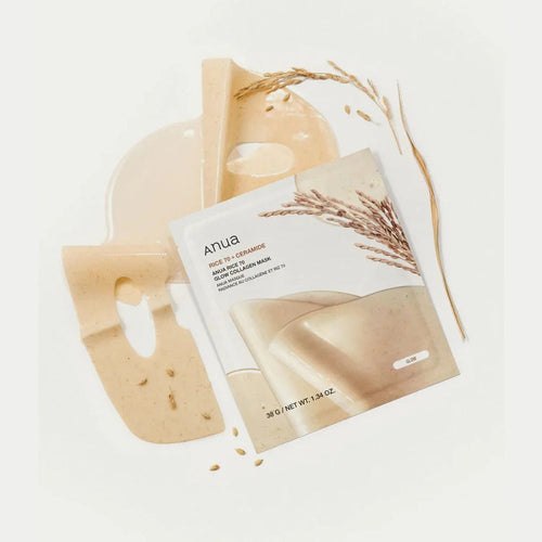 Anua - Rice 70 + Ceramide Glow Collagen Mask - 1 pz | Mascarilla Nutritiva e Iluminadora con Arroz y Ceramidas
