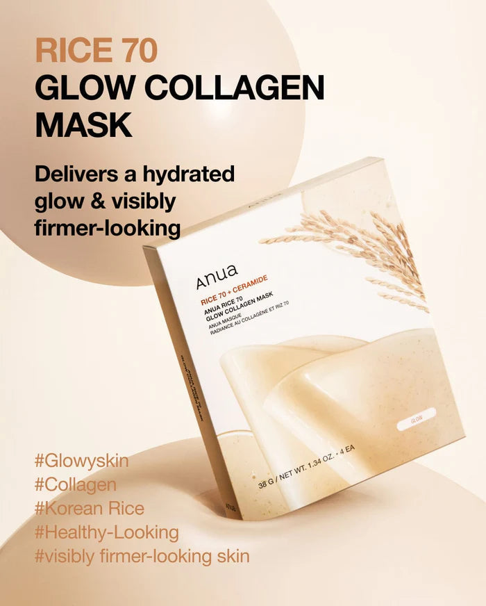 ANUA - Rice 70+Ceramide Glow Collagen Mask - 1 pz