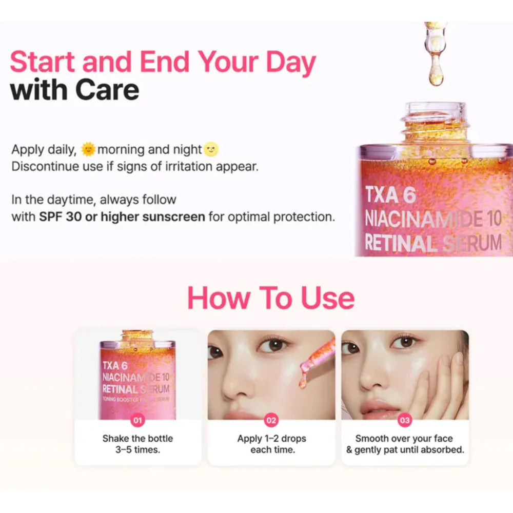 PURITO SEOUL - TXA 6 Niacinamide 10 Retinal Serum - 30ml | Sérum Antimanchas y Antiedad con TXA, Niacinamida y Retinal