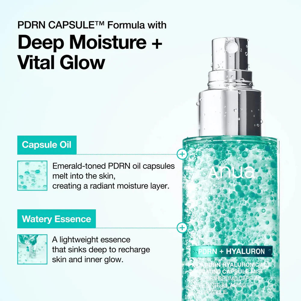 ANUA - PDRN Hyaluronic Acid Hydrating Capsule Mist - 100ml | Bruma Hidratante Intensiva Con PDRN Y Cápsulas De Ácido Hialurónico Para Mayor Elasticidad