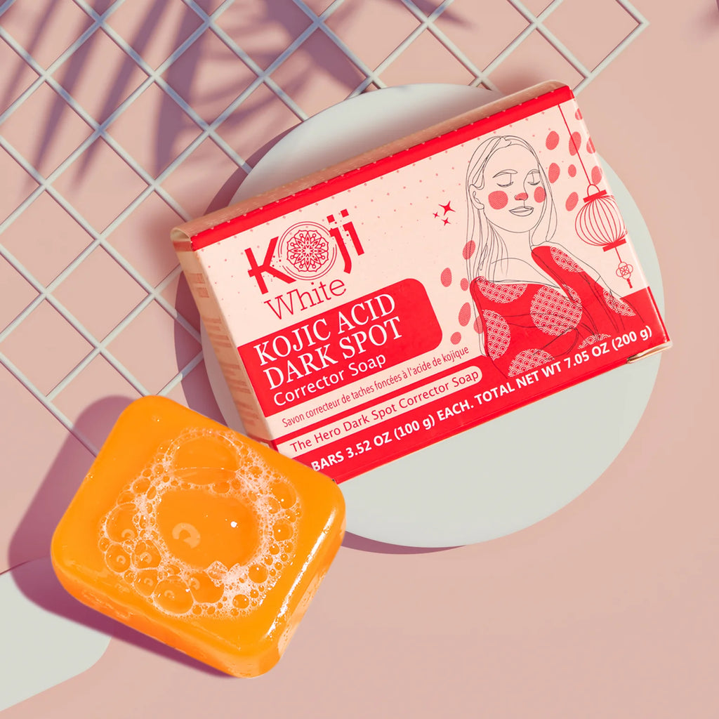 Koji White - Kojic Acid Skin Brightening Soap (2 Bars) | Jabón Iluminador y Despigmentante con Ácido Kójico