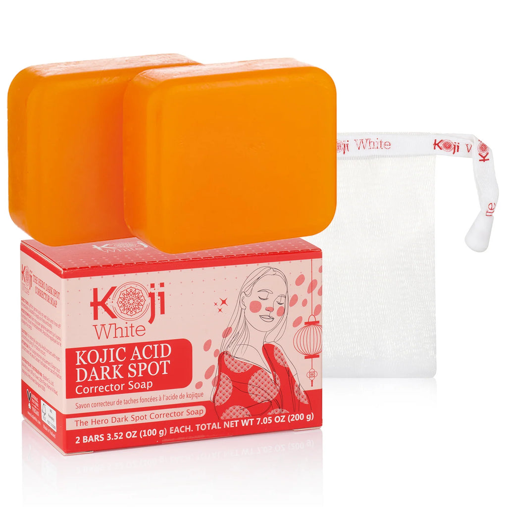 Koji White - Kojic Acid Skin Brightening Soap (2 Bars) | Jabón Iluminador y Despigmentante con Ácido Kójico