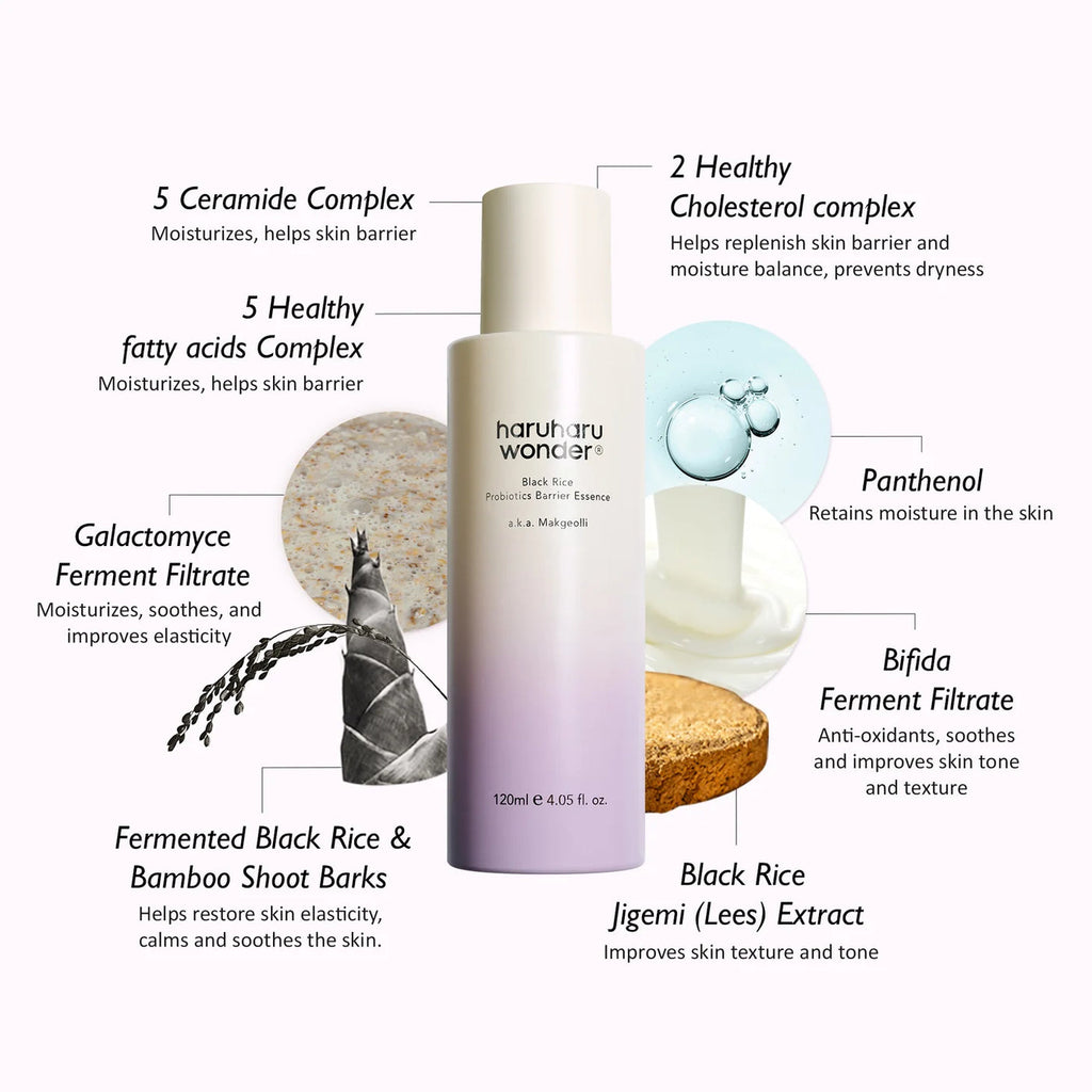 Haruharu Wonder - Black Rice Probiotics Barrier Essence - 120ml | Esencia Hidratante Reparadora