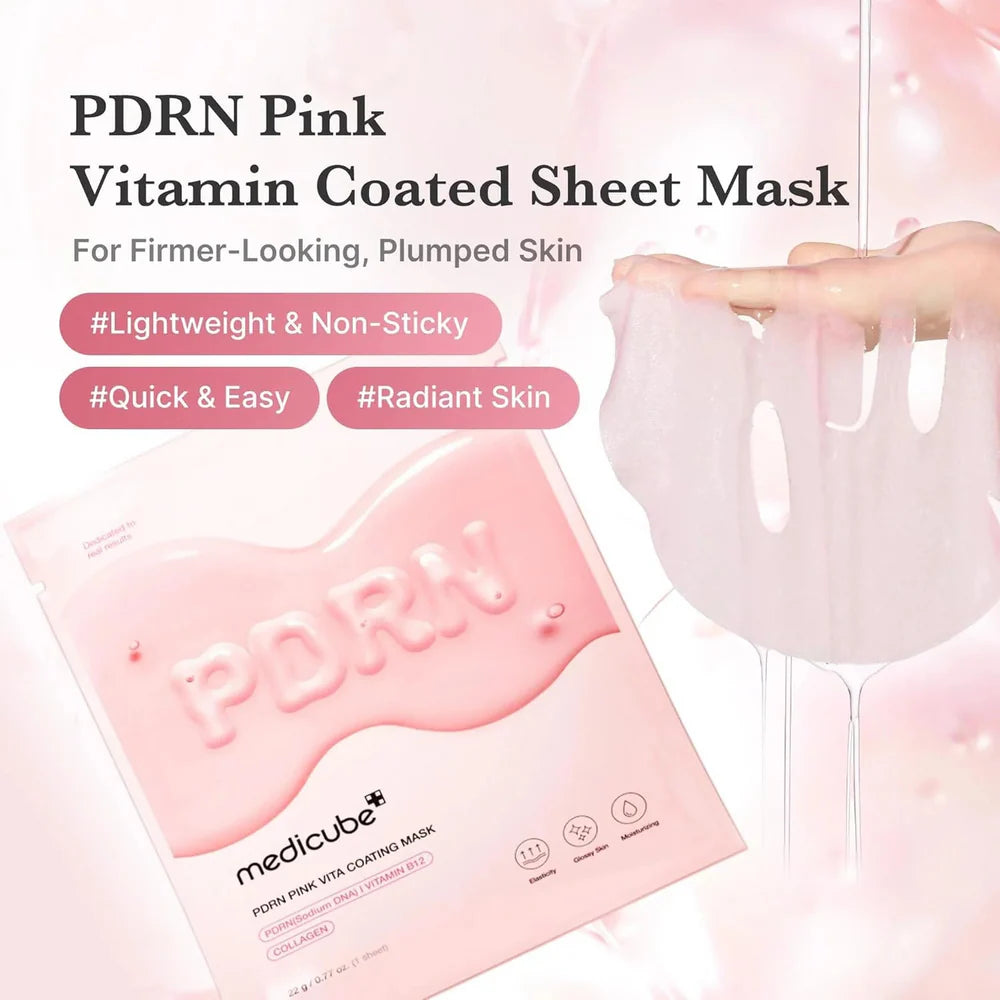 Medicube - PDRN Pink Vita Coating Mask - 1 pieza | Mascarilla Iluminadora y Revitalizante