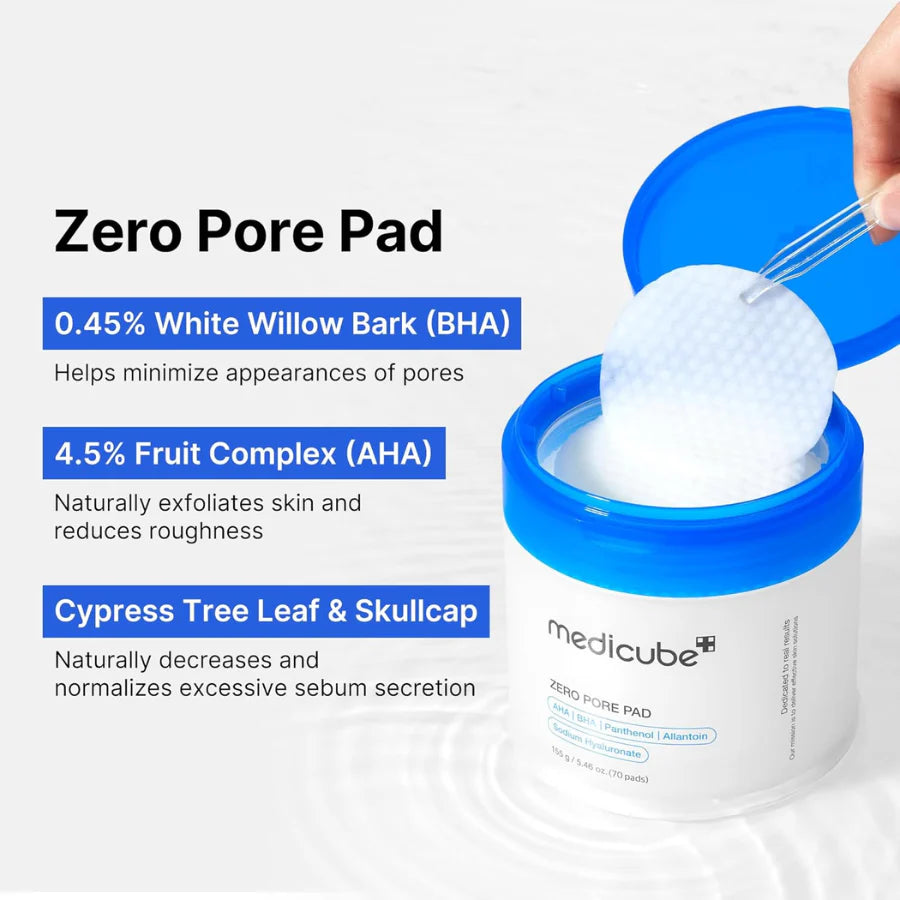 Medicube - Zero Pore Pad 2.0 - 70 pads | Almohadillas Exfoliantes que Reducen Poros y Mejoran la Textura