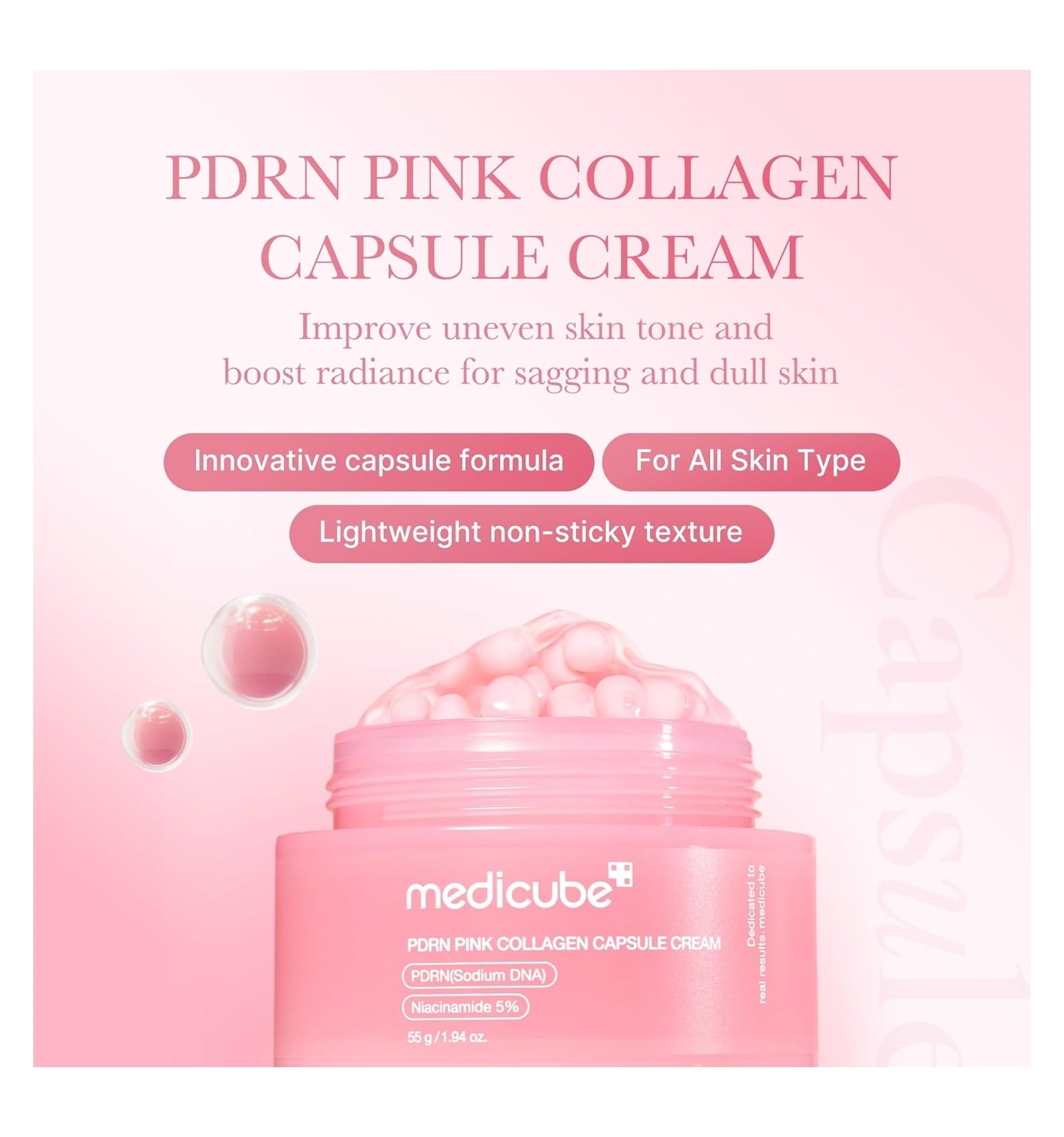 Medicube - PDRN Pink Collagen Capsule Cream - 55g | Crema Reafirmante y Regeneradora