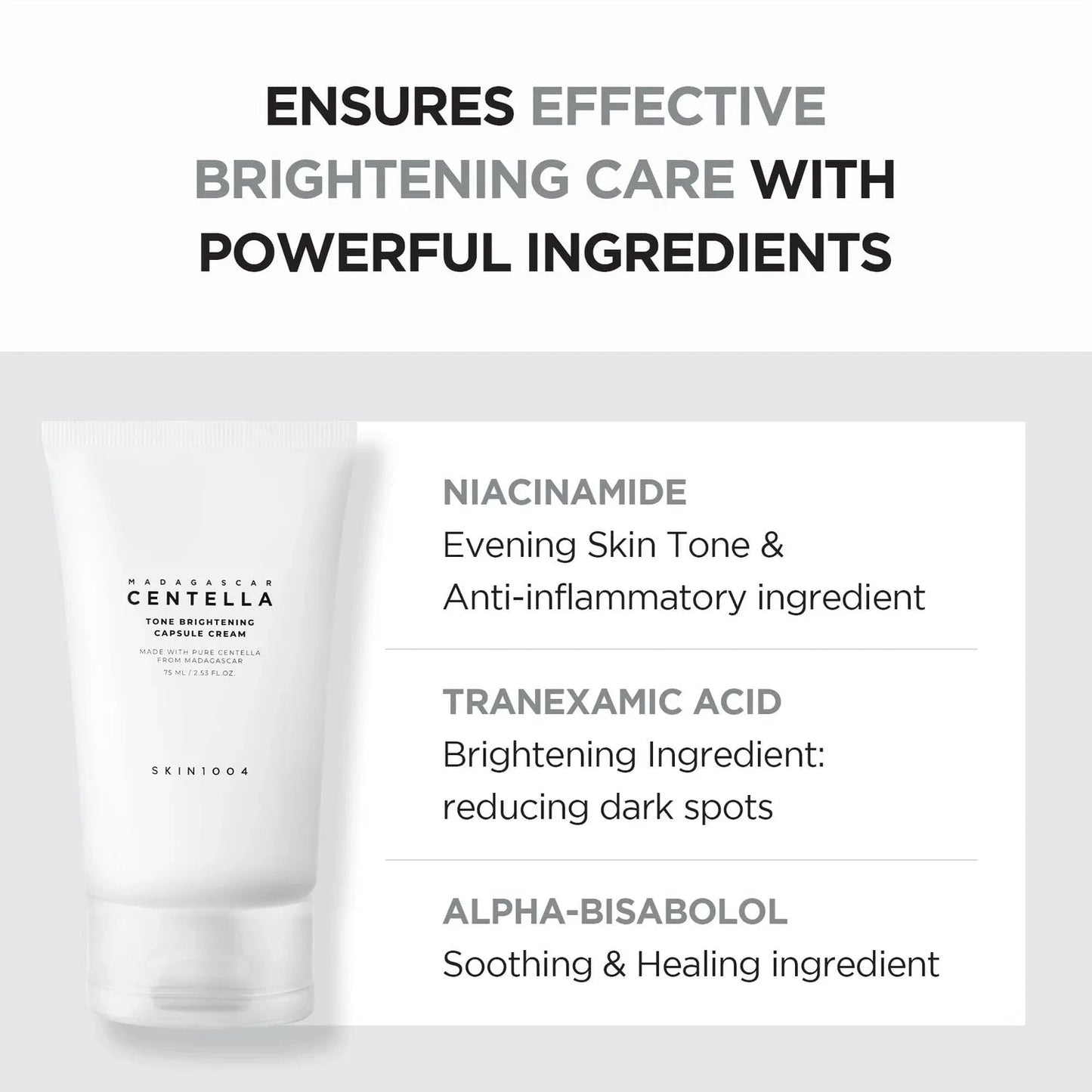 SKIN1004 - Madagascar Centella Tone Brightening Capsule Cream - 75ml | Crema Iluminadora con Cápsulas de Niacinamida y Centella