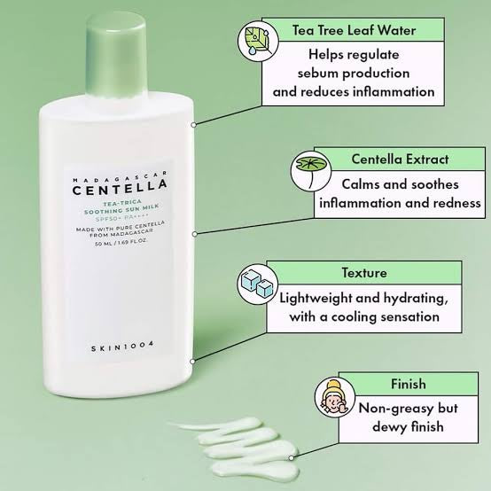 SKIN1004 - Madagascar Centella Tea-Trica Soothing Sun Milk - 50ml | Protector Solar en Leche Calmante para Piel Grasa y con Imperfecciones