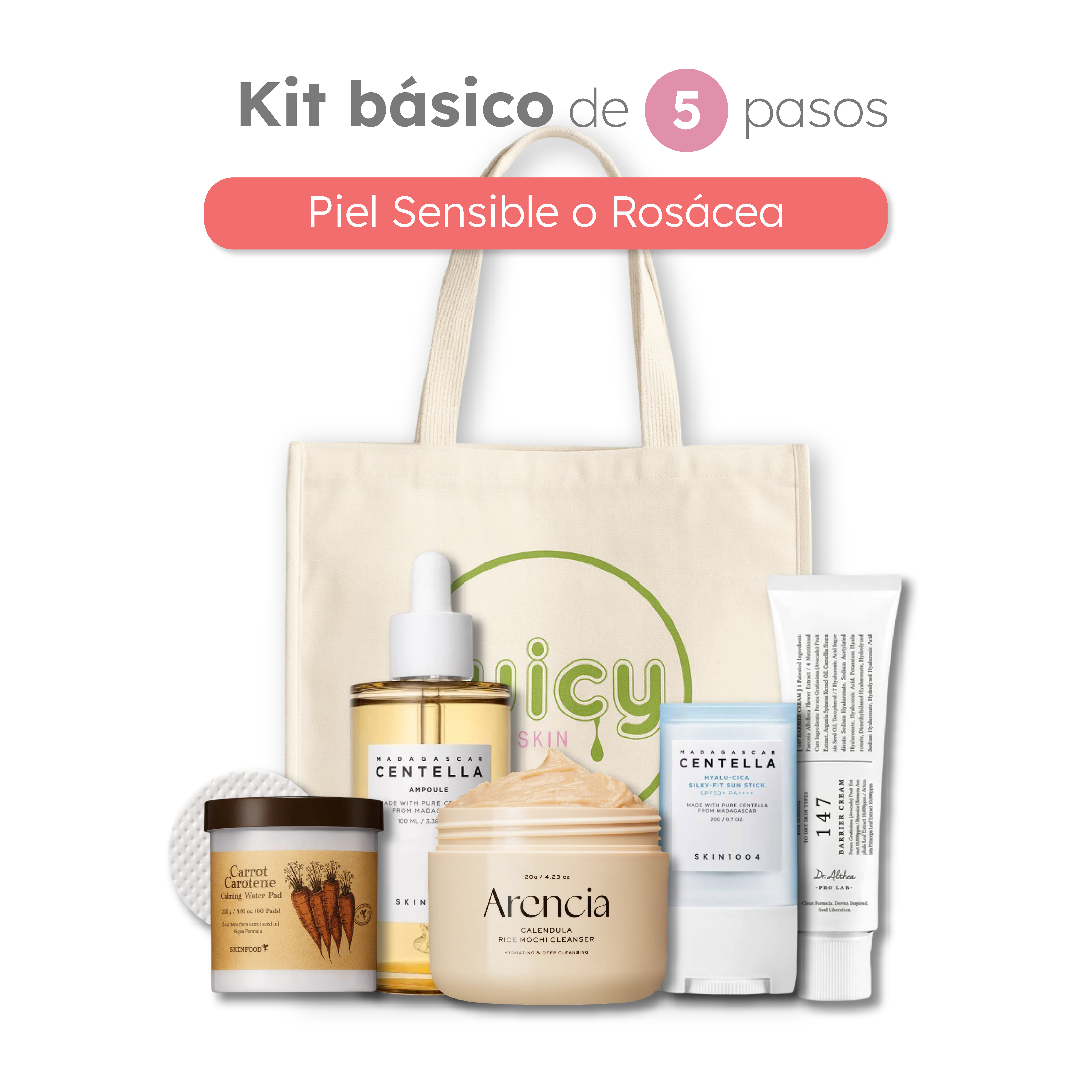 Kit básico para Piel Sensible o Rosácea - Rutina de 5 Pasos